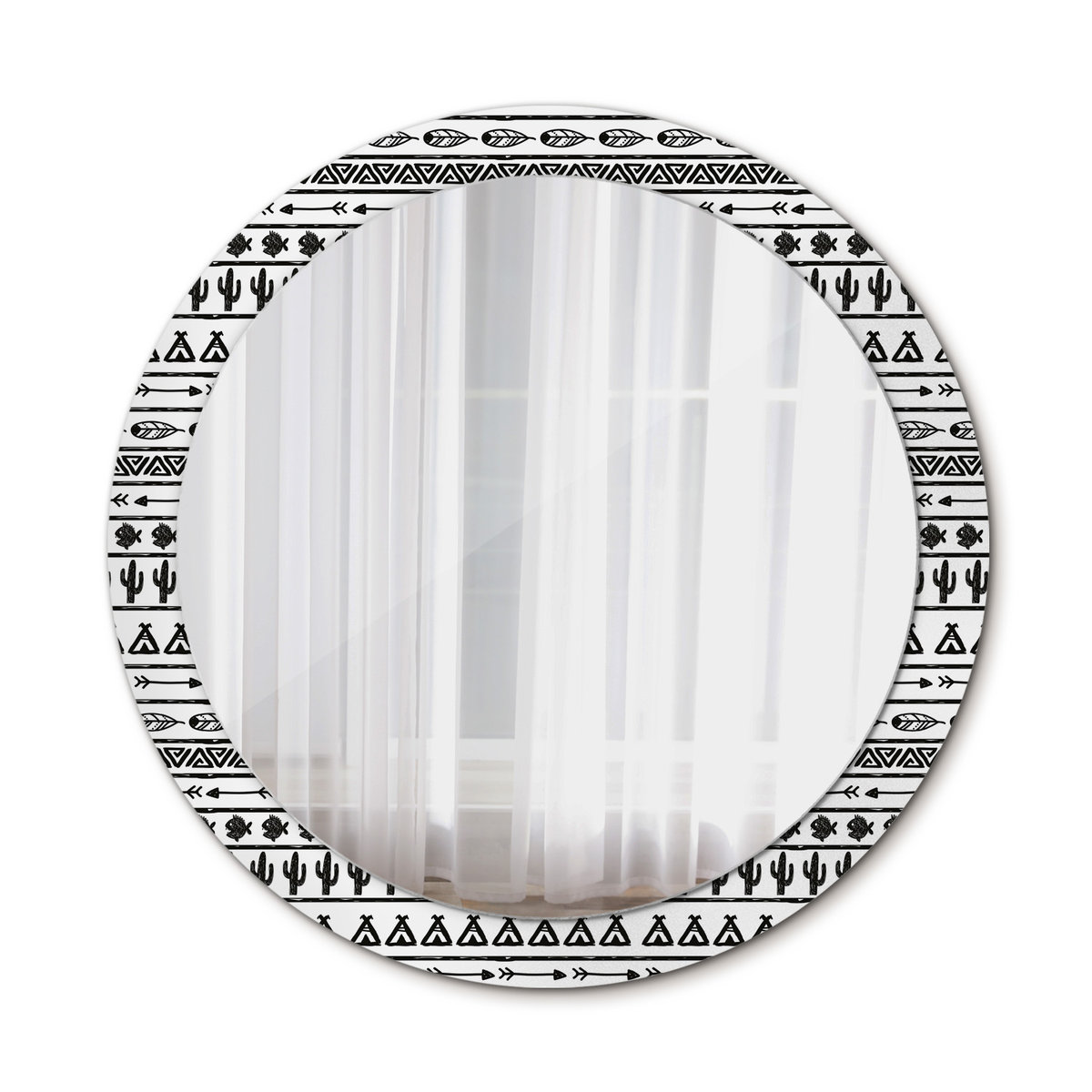 Okrągłe Lustro Ścienne Boho minimalistyczny 90cm