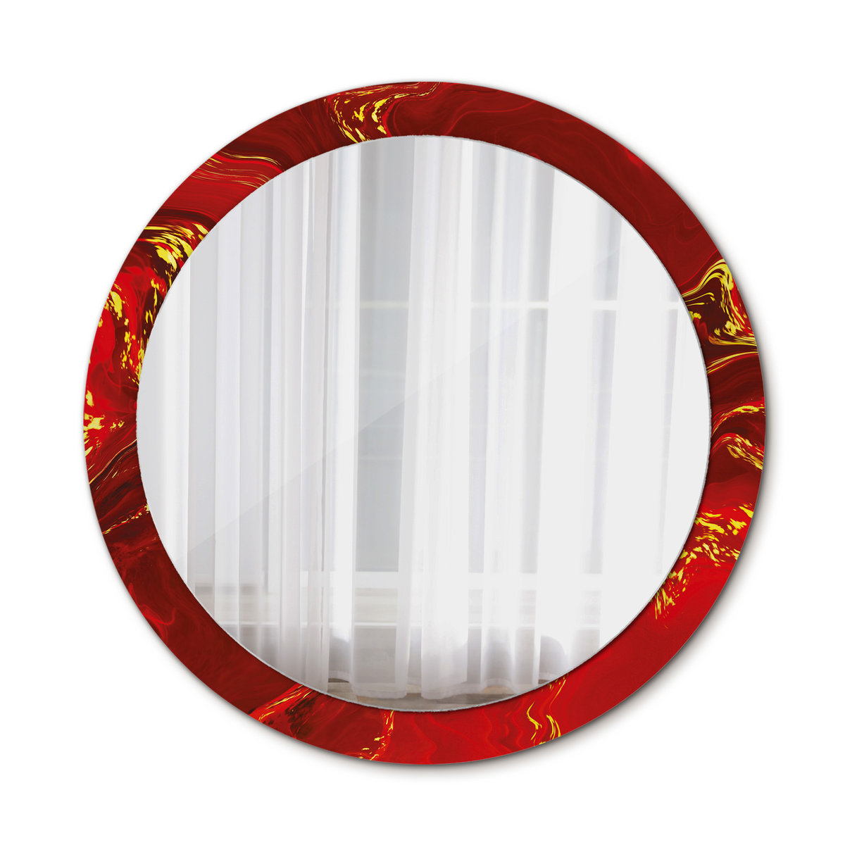 Nowoczesne Lustro Czerwony marmur 90cm