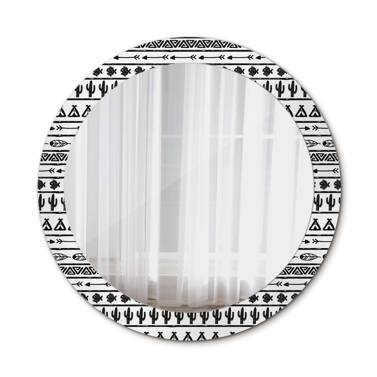 Okrągłe Lustro Ścienne Boho minimalistyczny 80cm