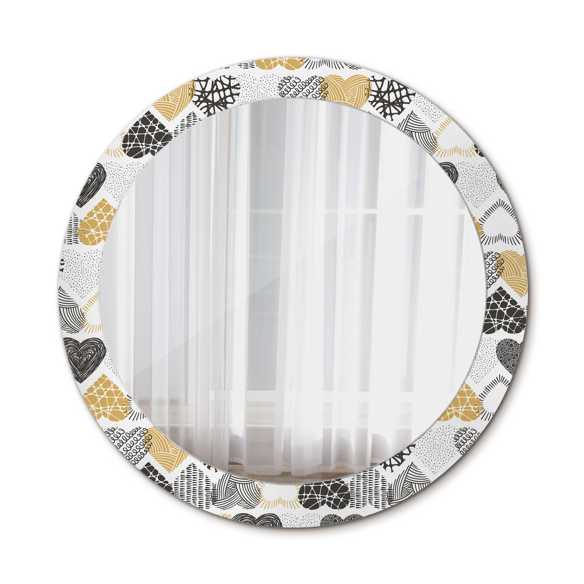 Nowoczesne Lustro Okrągłe Serca styl Doodle 80cm