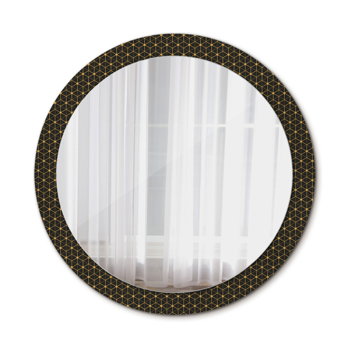 Ścienne Lustro Koło Geometria sześciokątna 90cm