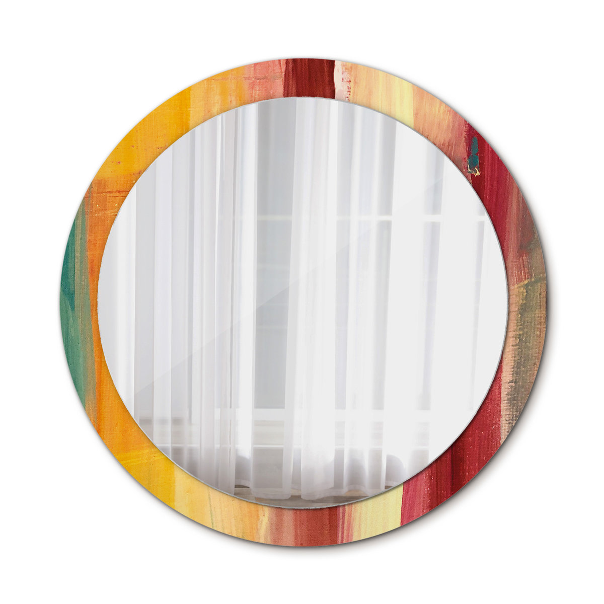 Nowoczesne Okrągłe Lustro Abstrakcyjny obraz 90cm