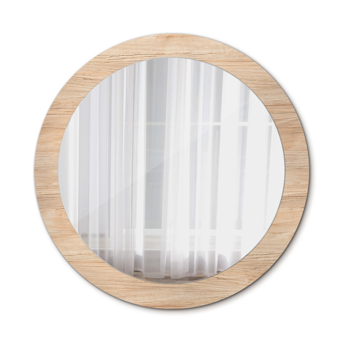 Piękne Lustro Ścienne Okrągłe Drewno 80cm