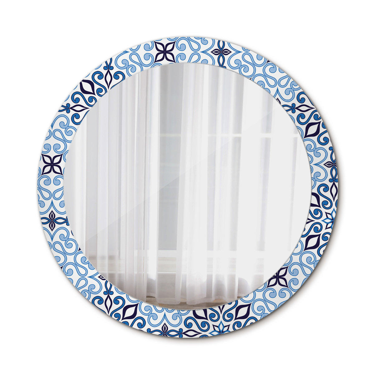 Nowoczesne Lustro Niebieski arabski wzór 80cm