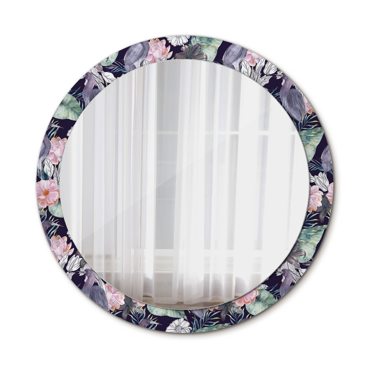 Nowoczesne Lustro do Salonu Czaple ptaki 90cm