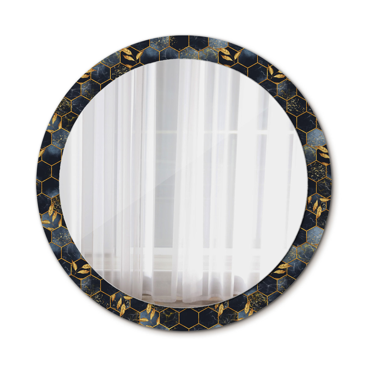 Nowoczesne Lustro Okrągłe Marmur heksagon 90cm