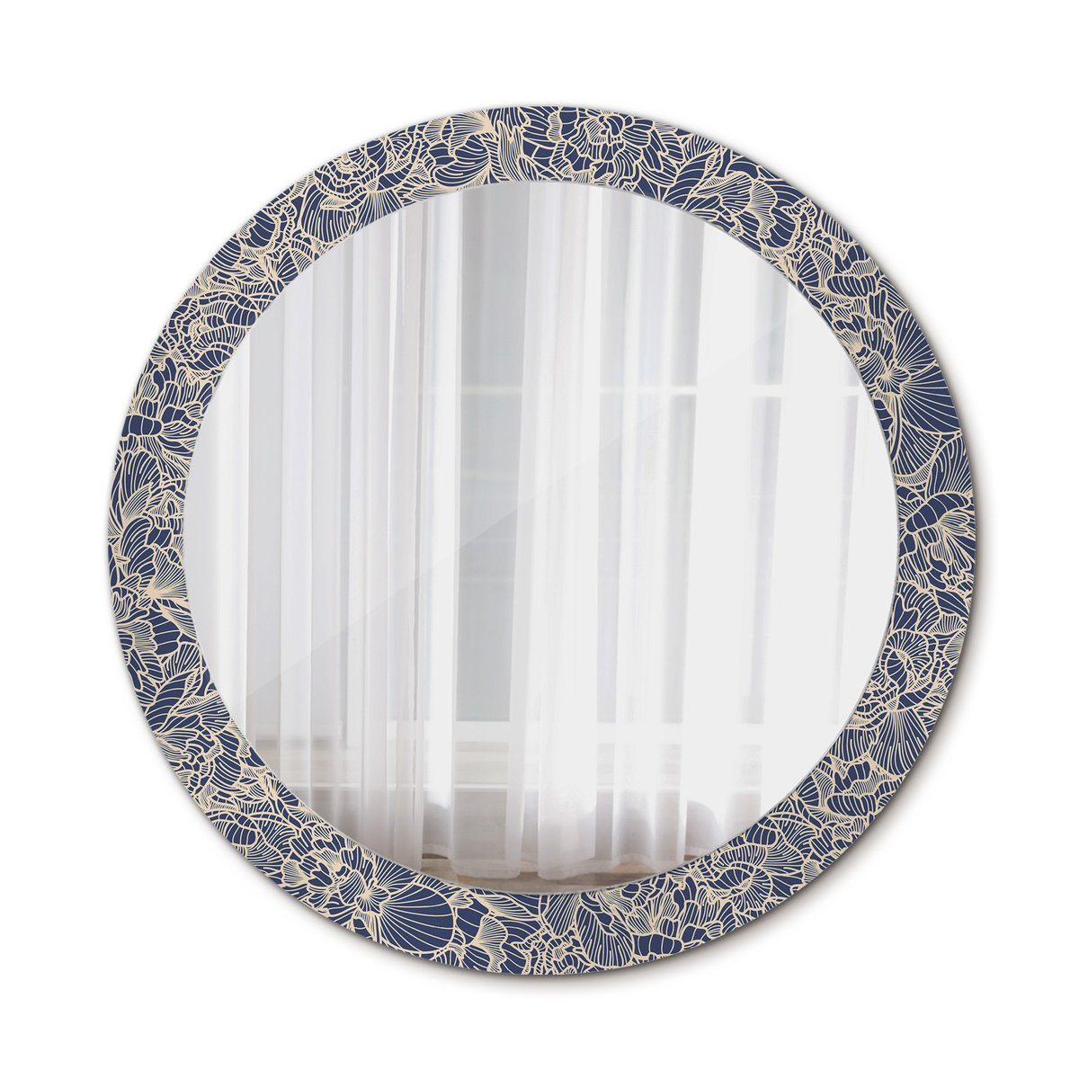 Nowoczesne Lustro Okrągłe Kwiaty 80cm