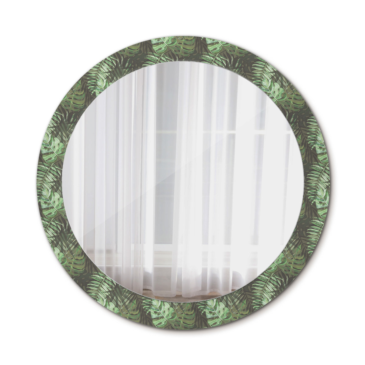 Nowoczesne Lustro Wiszące Liście tropikalne 80cm