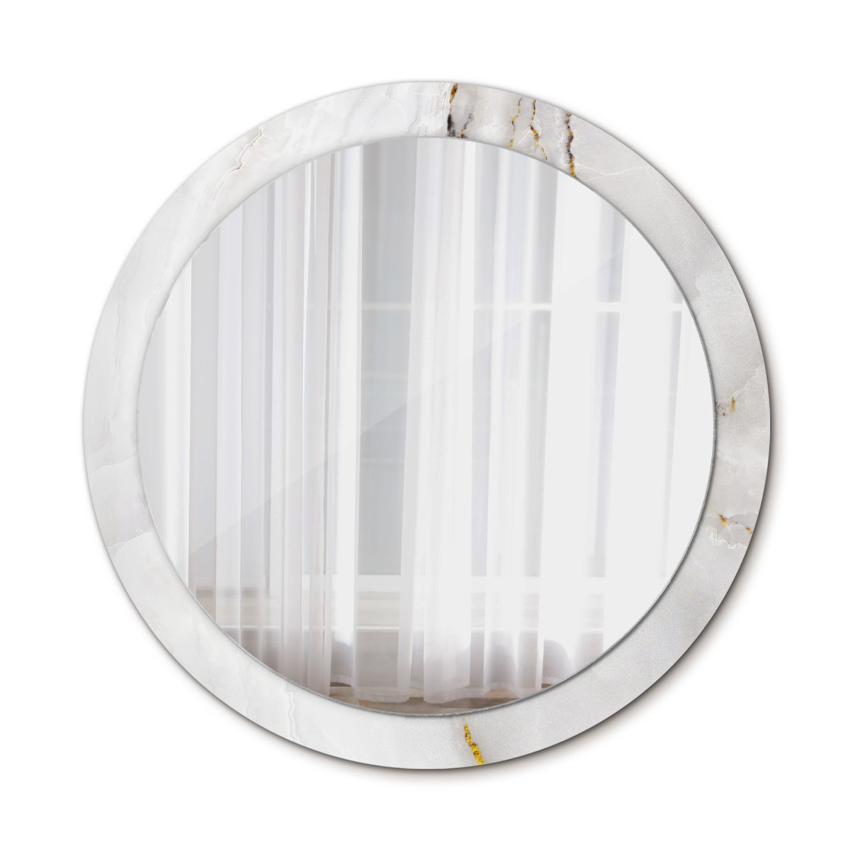 Nowoczesne Lustro Okrągłe Błyszczący marmur 90cm
