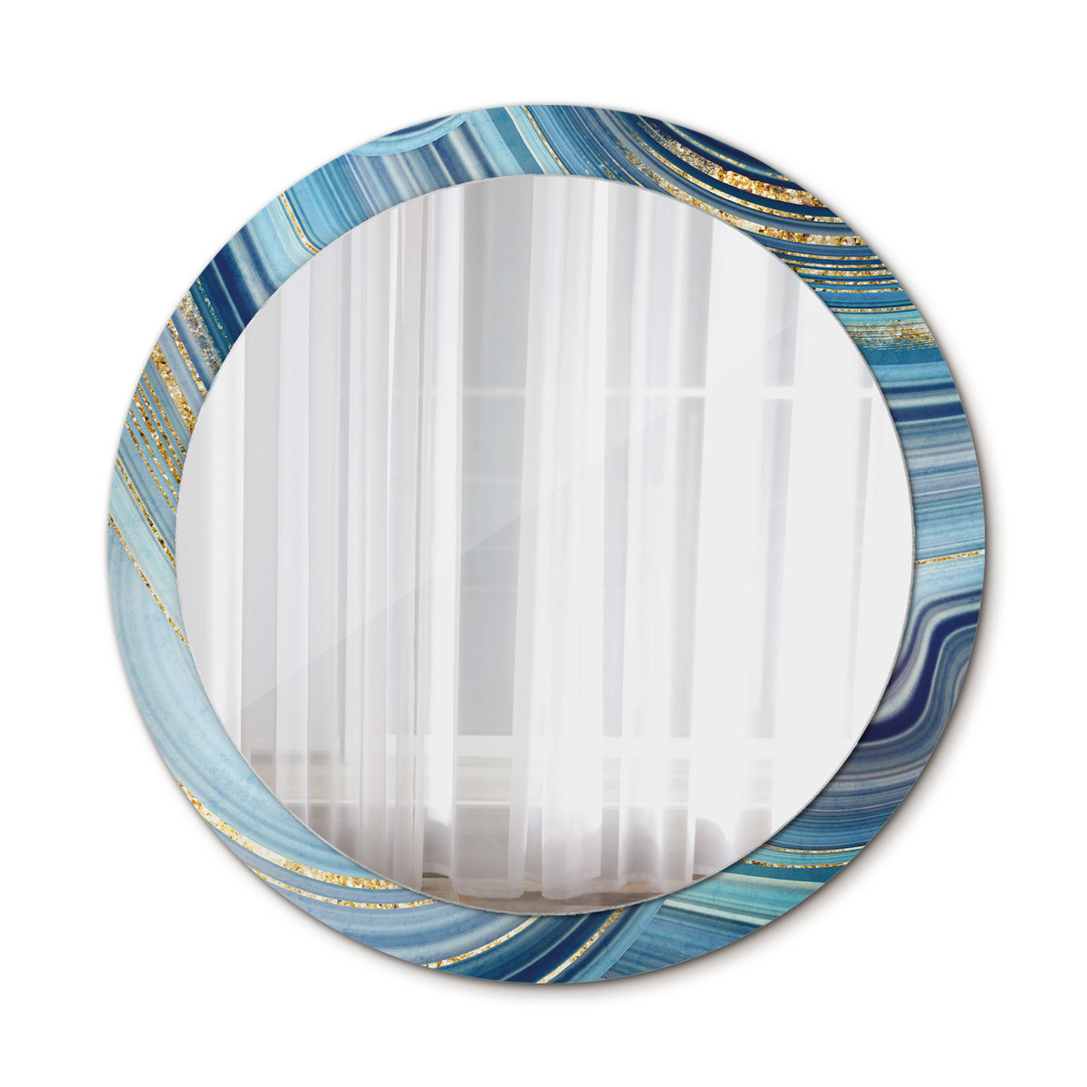 Ścienne Lustro Rama Glamour Niebieski marmur 90cm