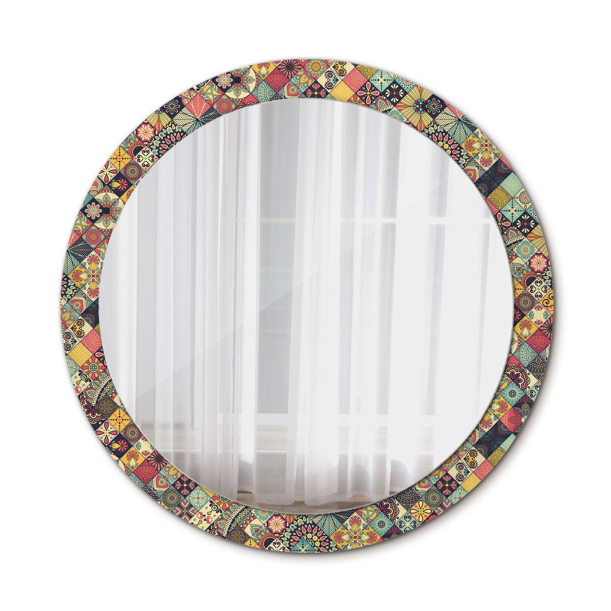 Nowoczesne Lustro w ramie Patchwork kafelki 90cm