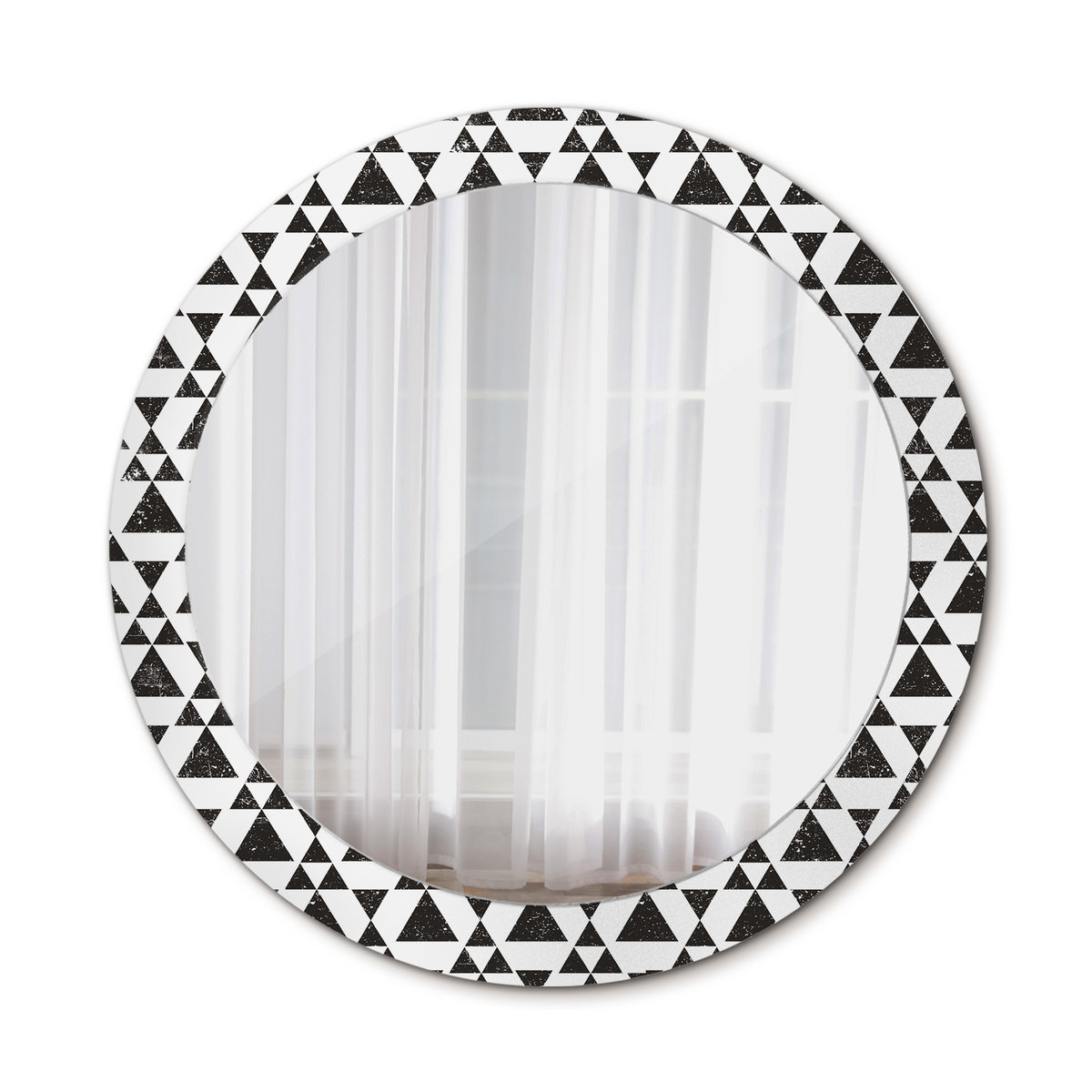 Okrągłe Lustro Łazienkowe Trójkąty geometria 80cm