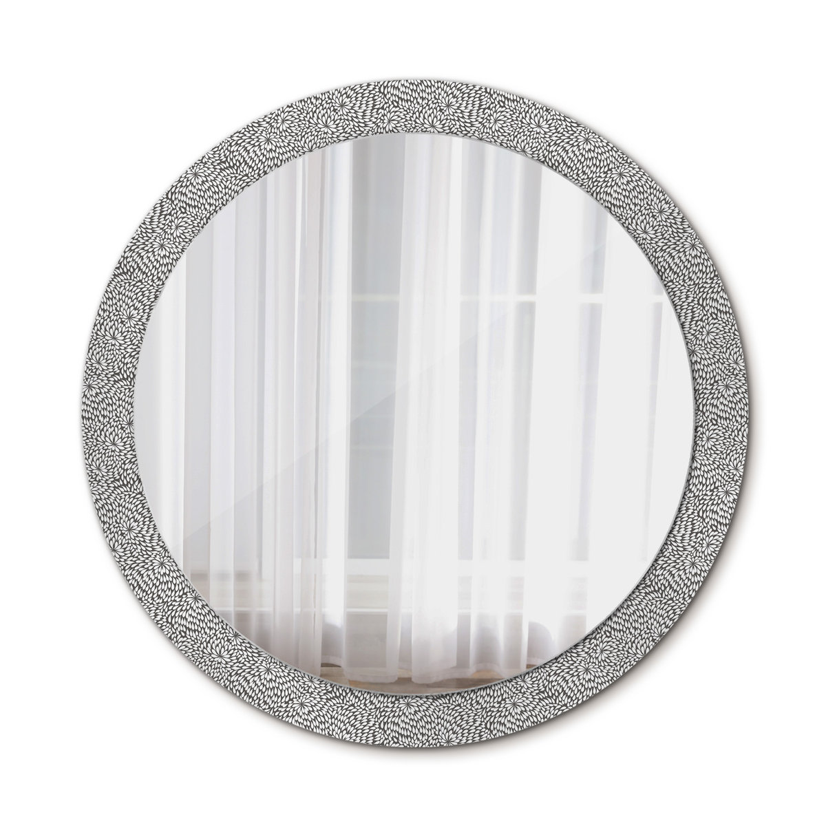 Ścienne Lustro Rama Glamour Kwiatowy wzór 90cm