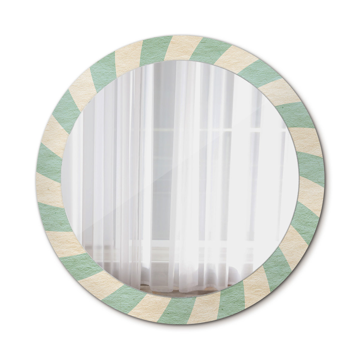 Okrągłe Lustro Ścienne Retro pastelowy wzór 80cm