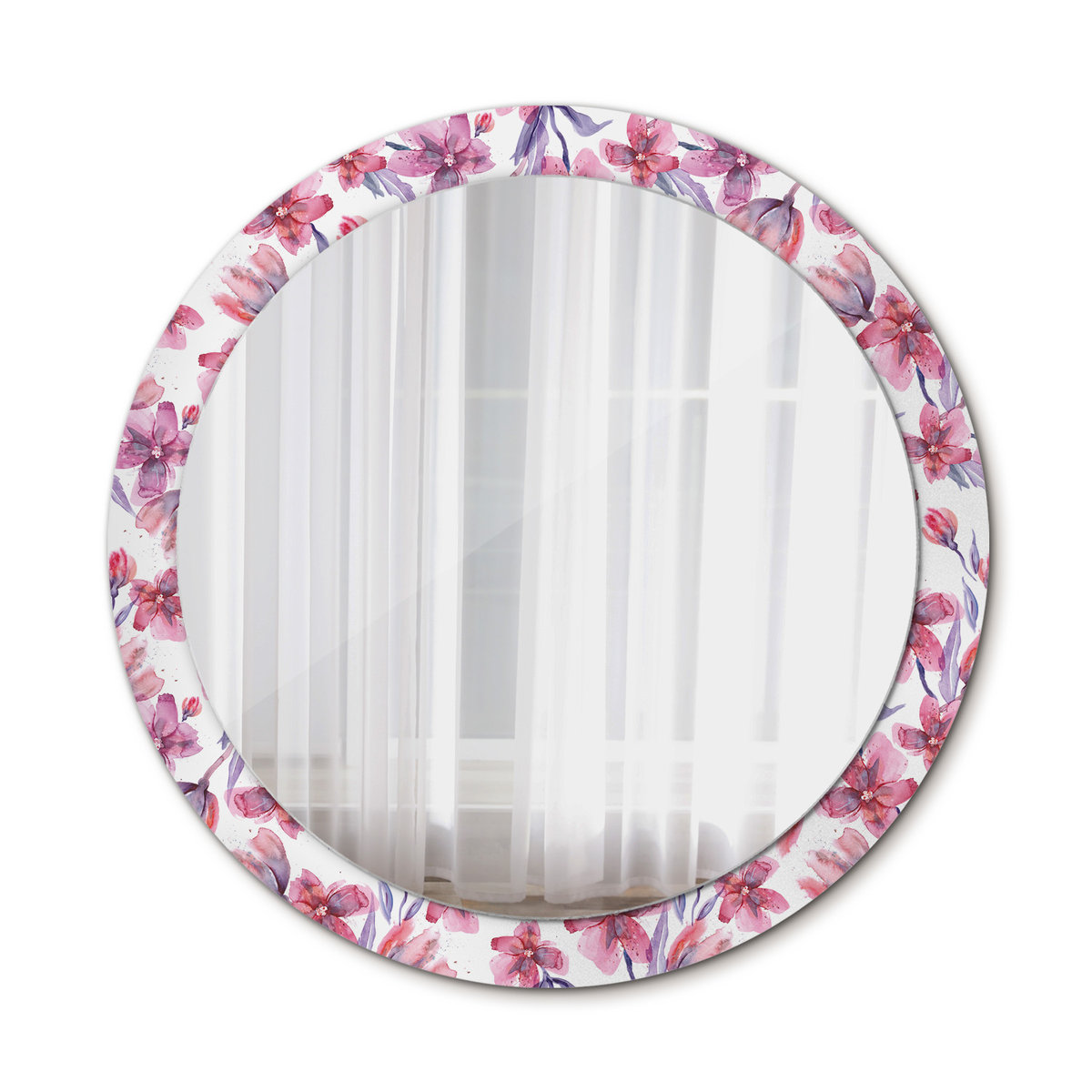 Lustro do Łazienki Glamour Kwiaty akwarelowe 90cm