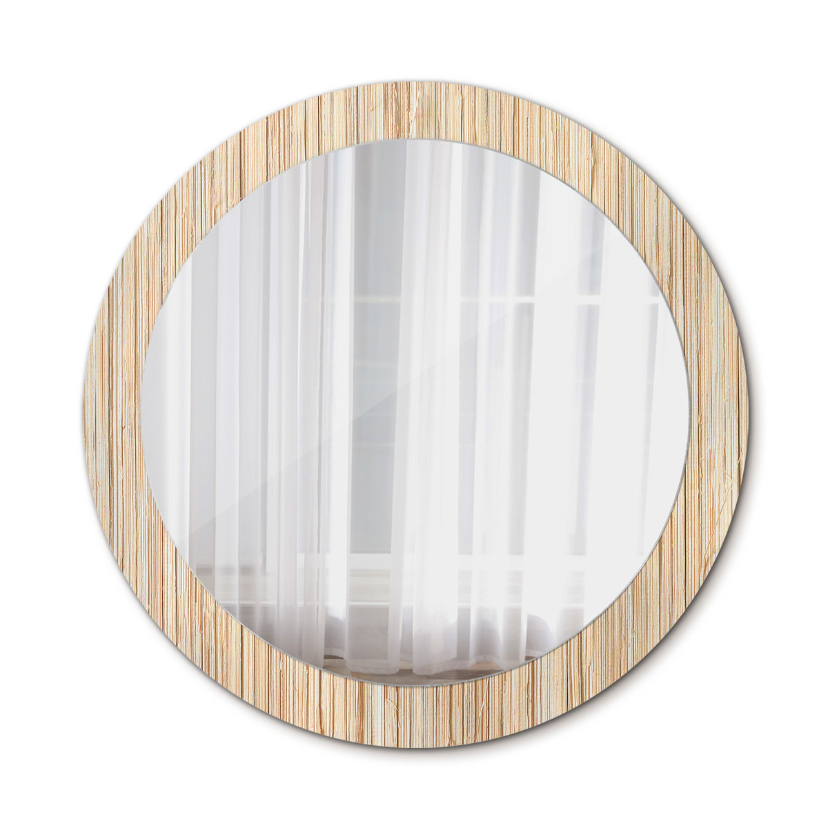 Nowoczesne Lustro Okrągłe Bambus słoma 80cm