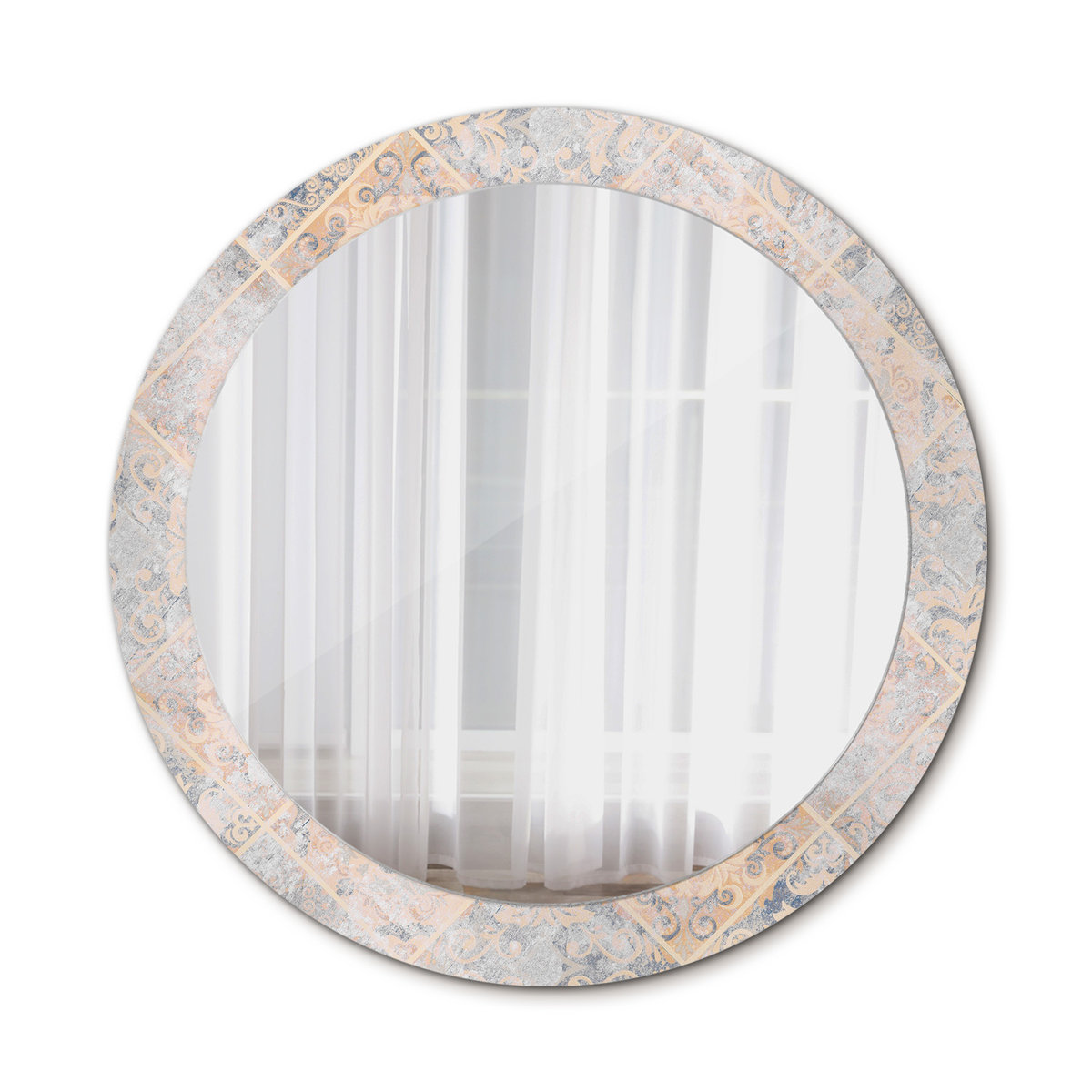 Okrągłe Lustro Ścienne Starte kafelki 80cm