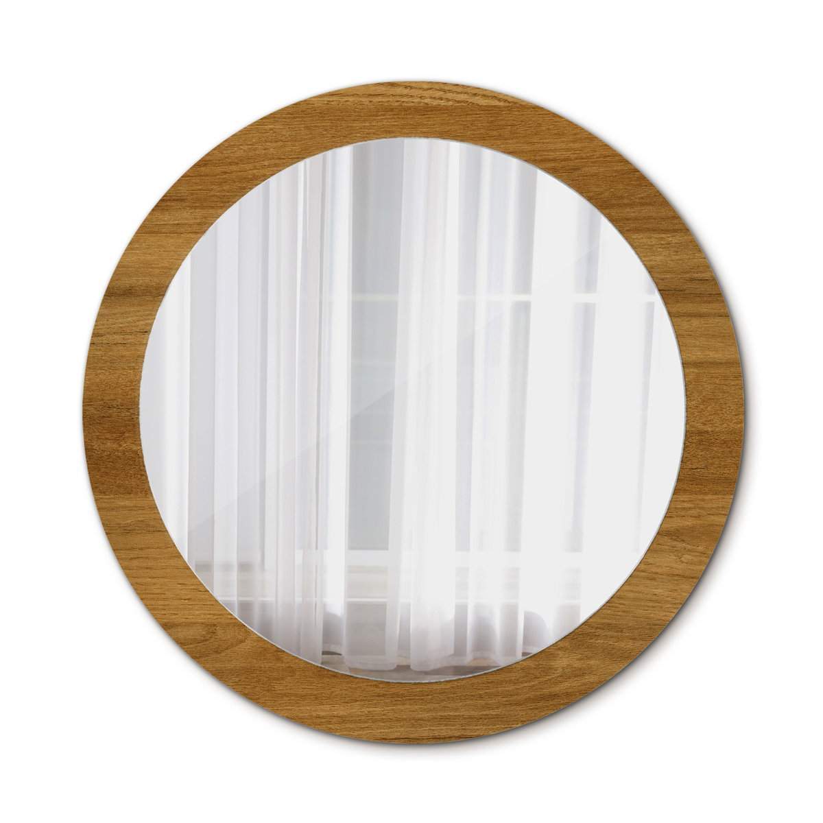 Okrągłe Lustro Łazienkowe Rustykalny dąb 80cm