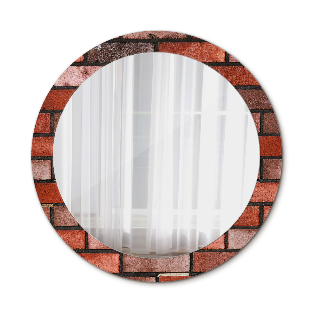 Okrągłe Lustro Ścienne Czerwona cegła 80cm