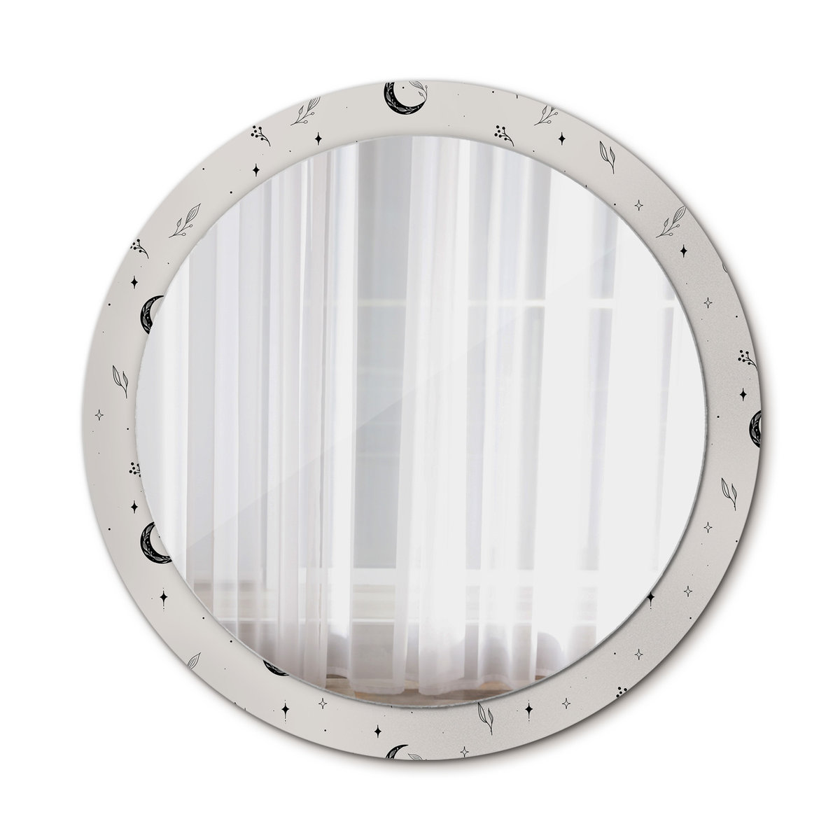 Nowoczesne Lustro Doodle rośliny 90cm