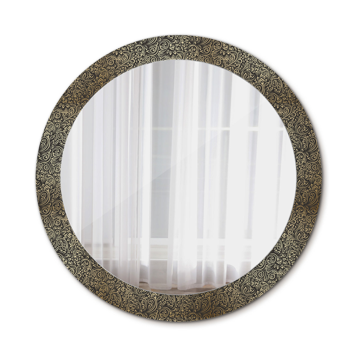 Lustro Okrągłe Łazienkowe Kwiecisty ornament 80cm
