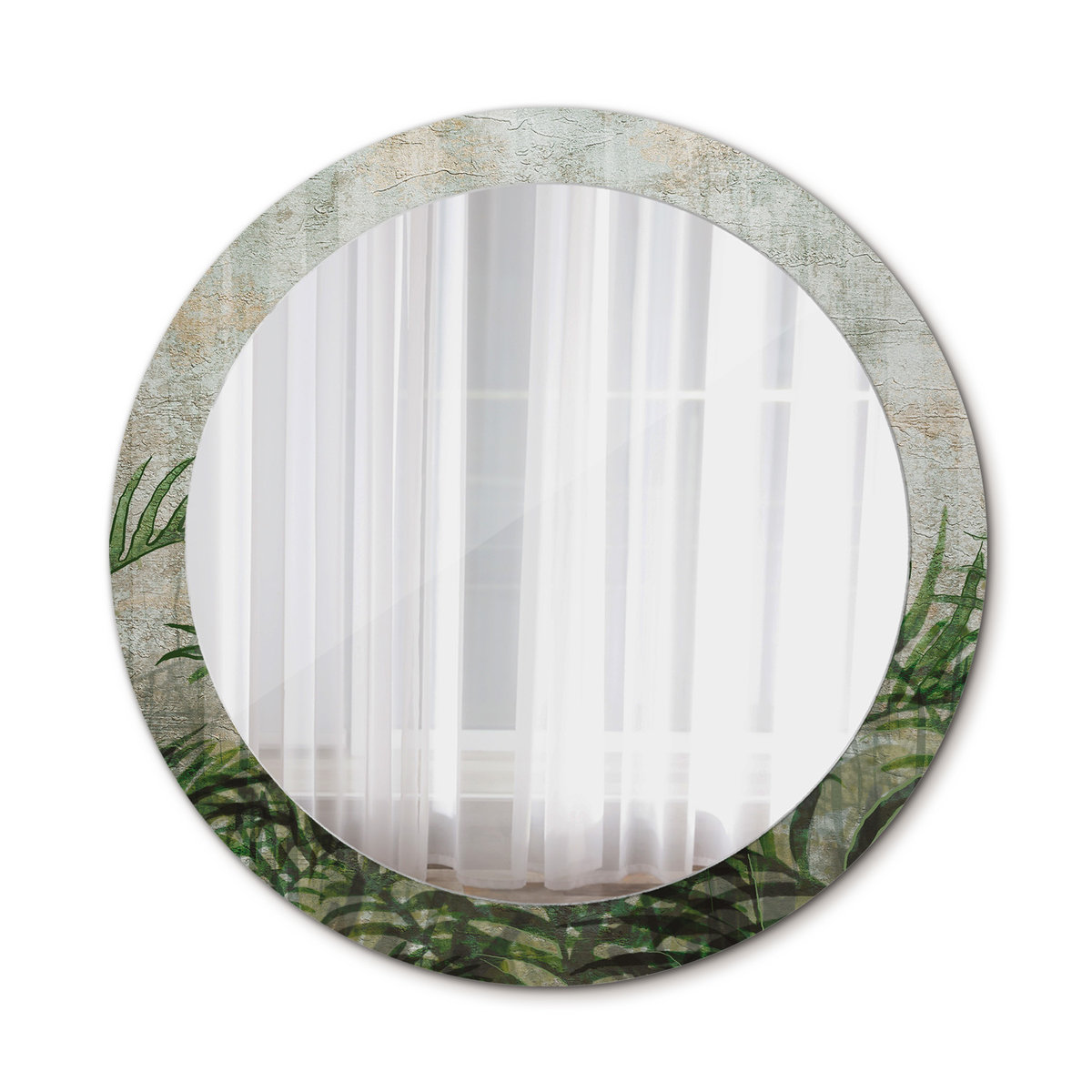 Okrągłe Lustro Ścienne Liście paproci 80cm