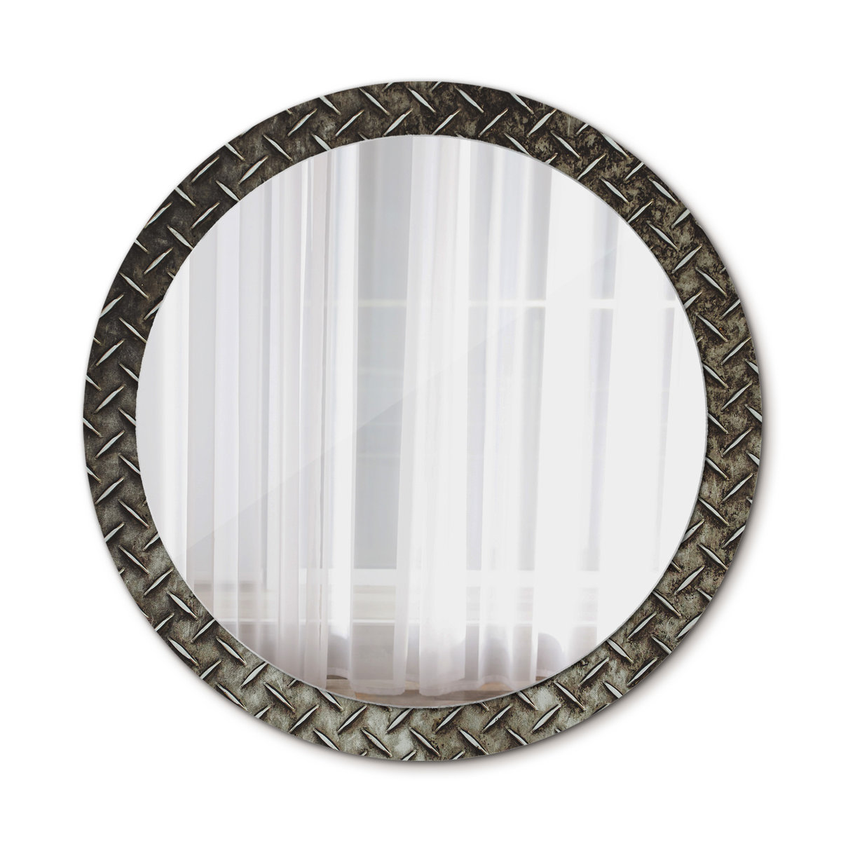 Ścienne Lustro Rama Glamour Stalowa tekstura 90cm