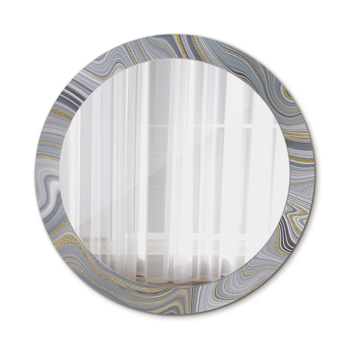 Nowoczesne Lustro w ramie Szary marmur 80cm