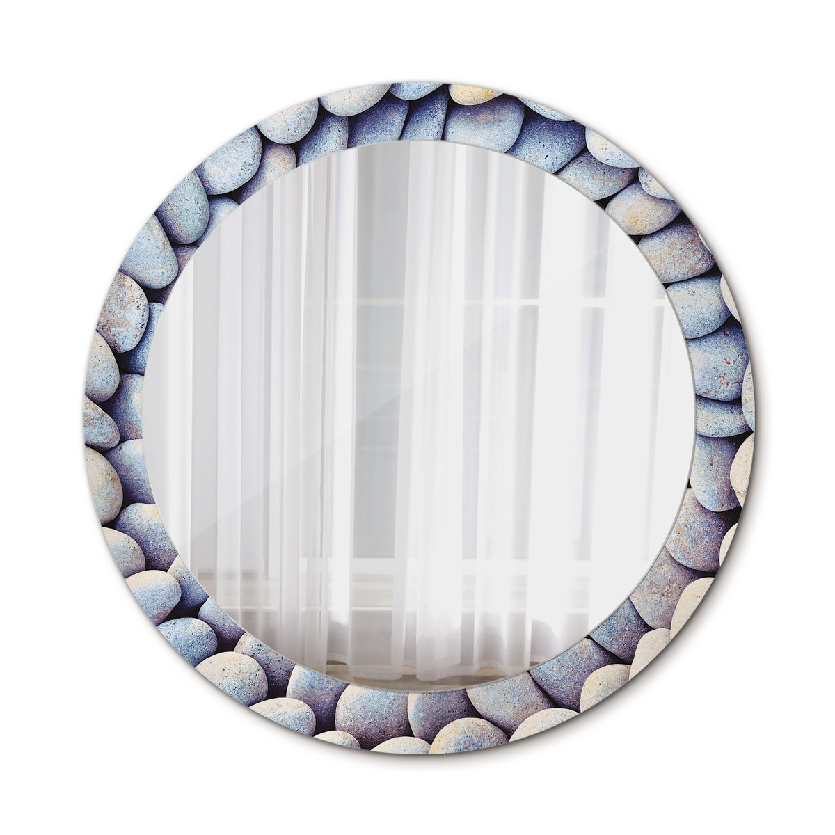 Nowoczesne Lustro Kamienie morskie koło 80cm