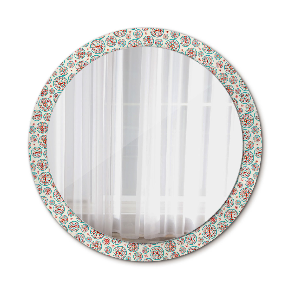 Piękne Lustro Ścienne Okrągłe Wzór boho 90cm