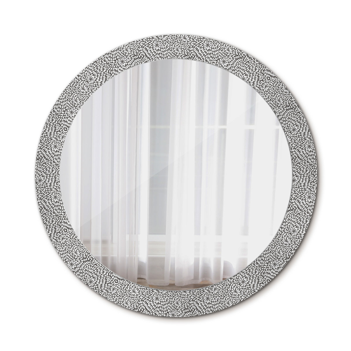 Ścienne Lustro Rama Glamour Kwiatowy wzór 80cm