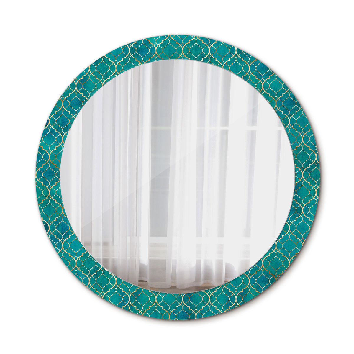 Nowoczesne Lustro Kompozycja zielona i złota 80cm