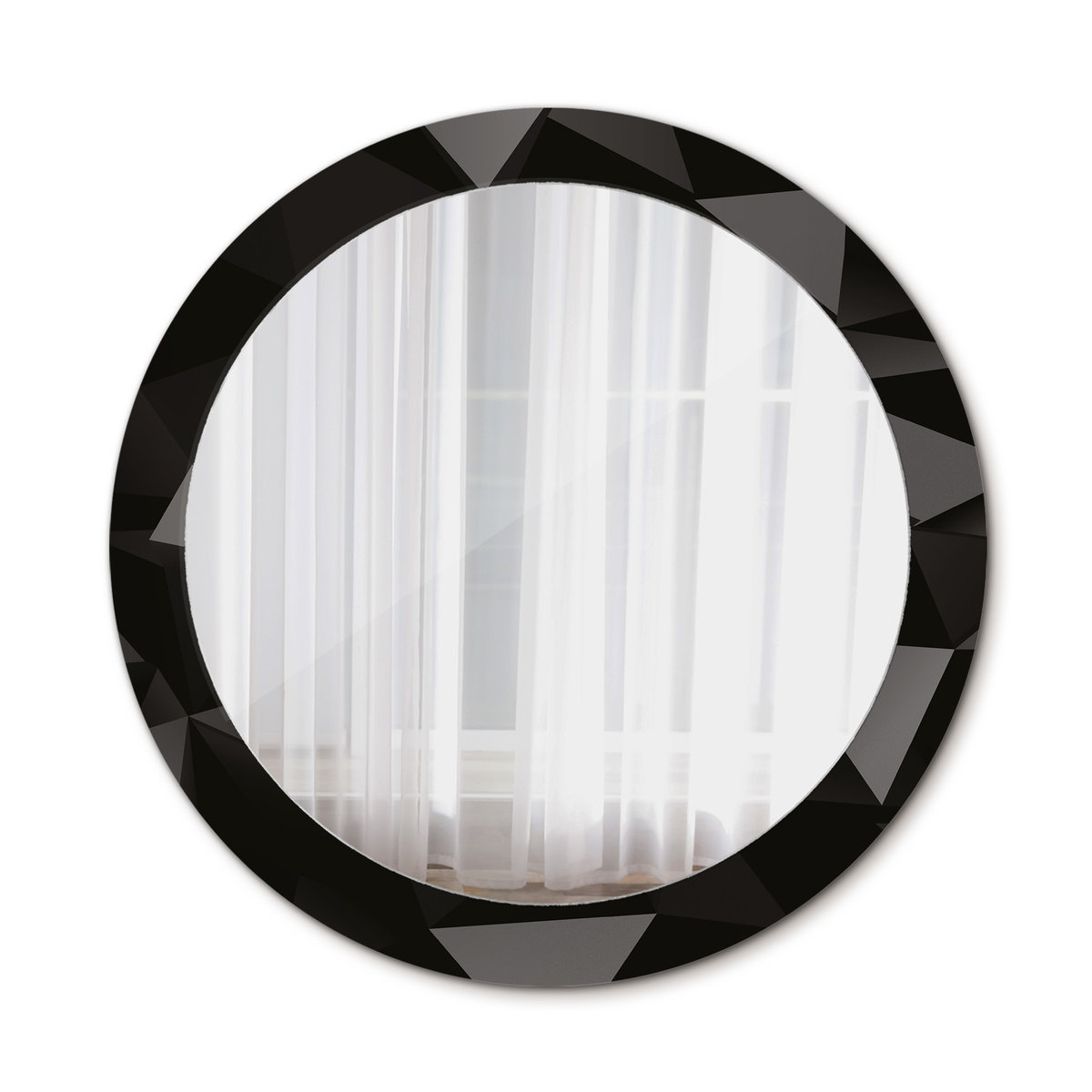 Nowoczesne Okrągłe Lustro Abstrakcyjna czerń 80cm
