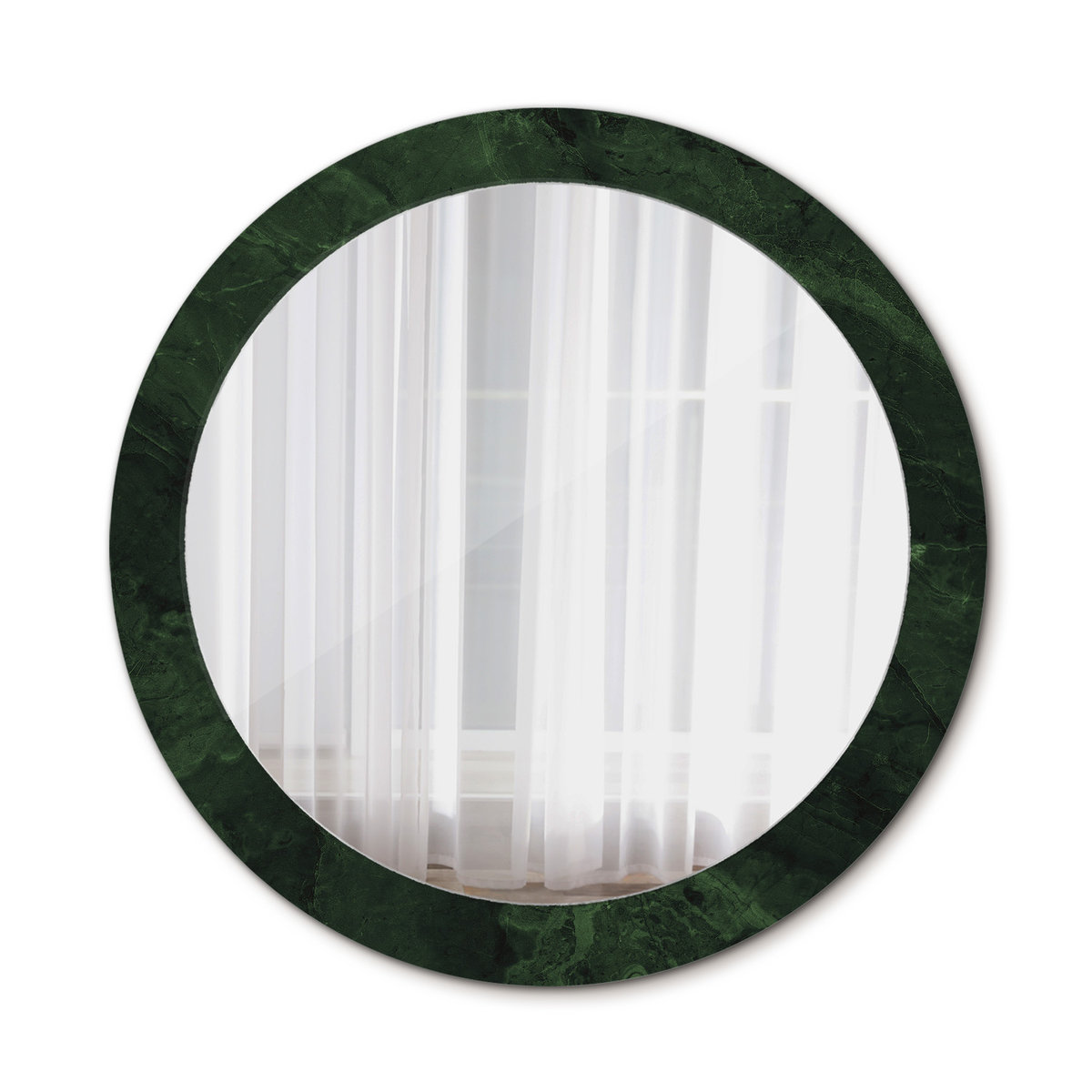 Nowoczesne Okrągłe Lustro Zielony marmurek 80cm
