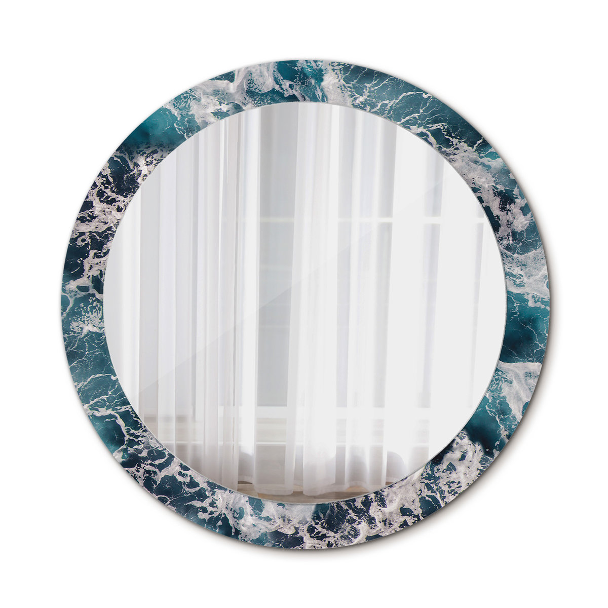 Nowoczesne Okrągłe Lustro Burzliwe morze 80cm