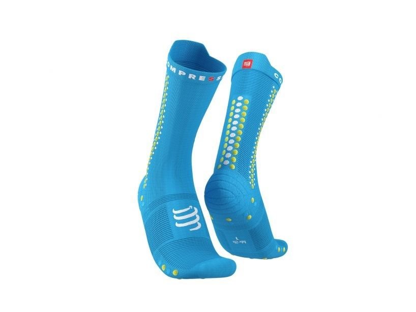 Skarpety Rowerowe Compressport Racing Socks V 4.0 Bike | Fluo Blue/P 39-41