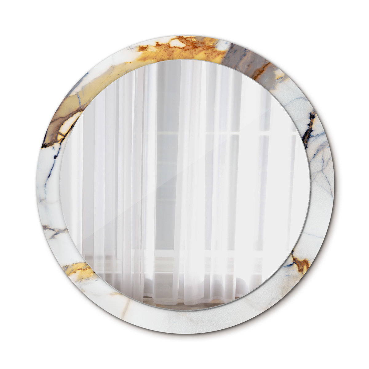 Nowoczesne Lustro Okrągłe Biały marmurek 90cm