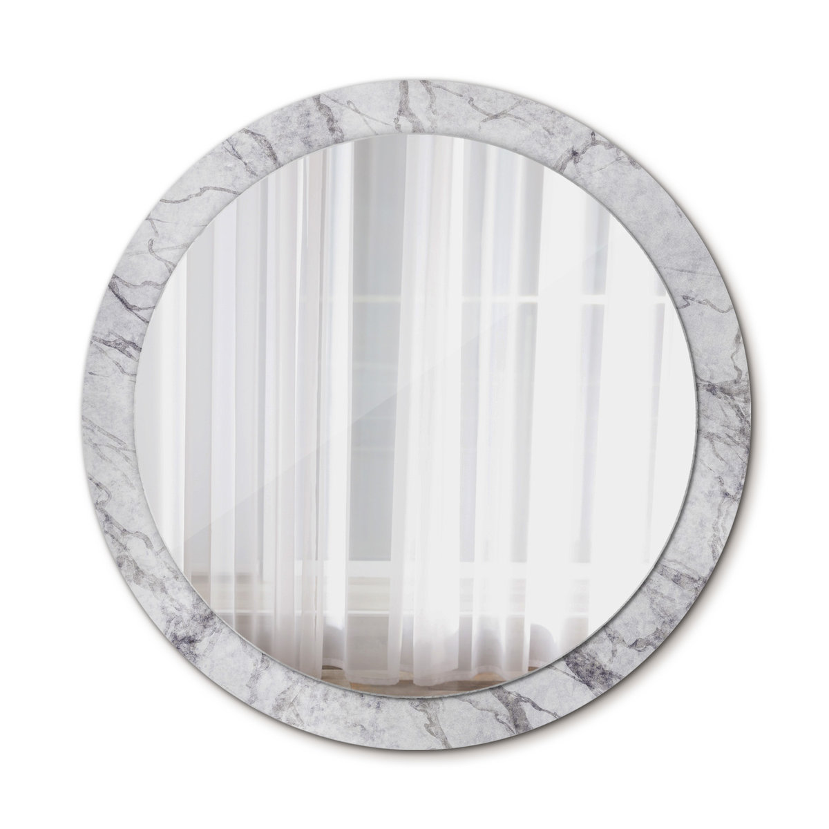 Okrągłe Lustro Ścienne Biały marmur 90cm