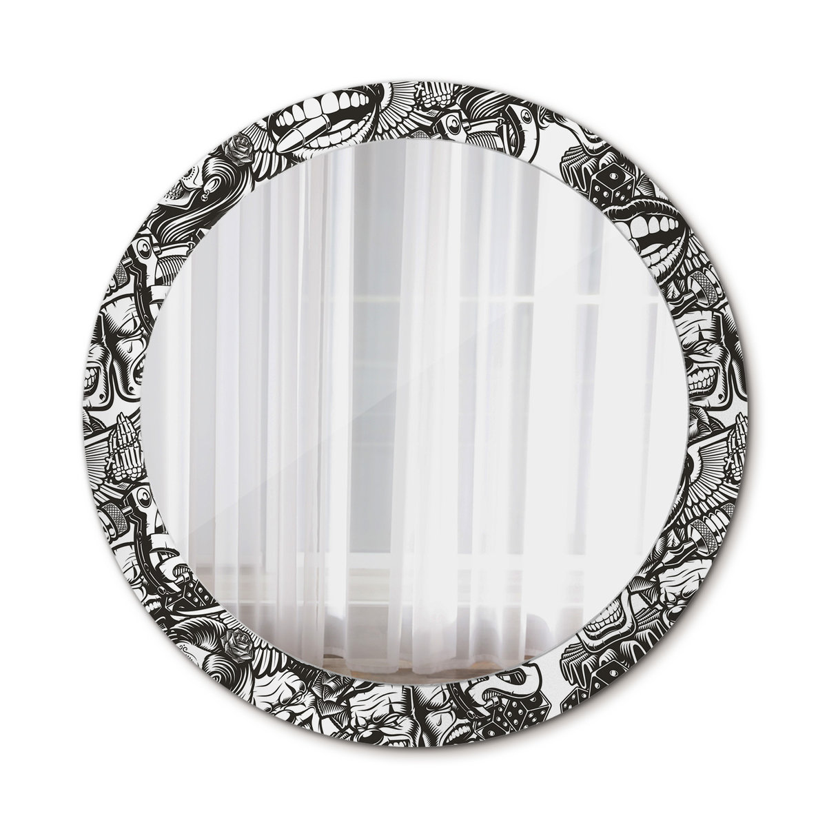 Nowoczesne Lustro Okrągłe Klauny graffiti 80cm