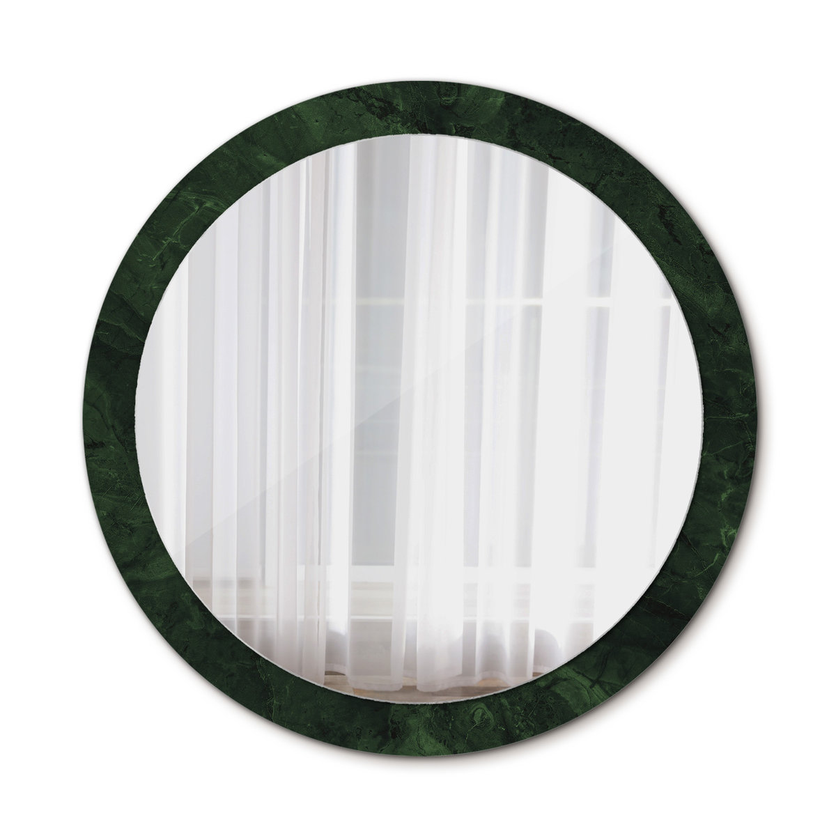 Nowoczesne Okrągłe Lustro Zielony marmurek 90cm