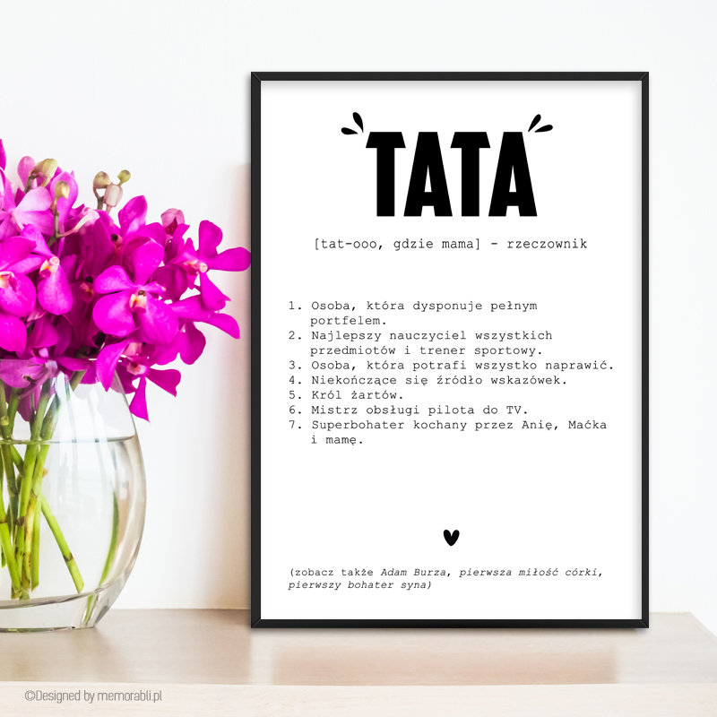 Typograficzny Plakat - TATA + ramka a4, definicja
