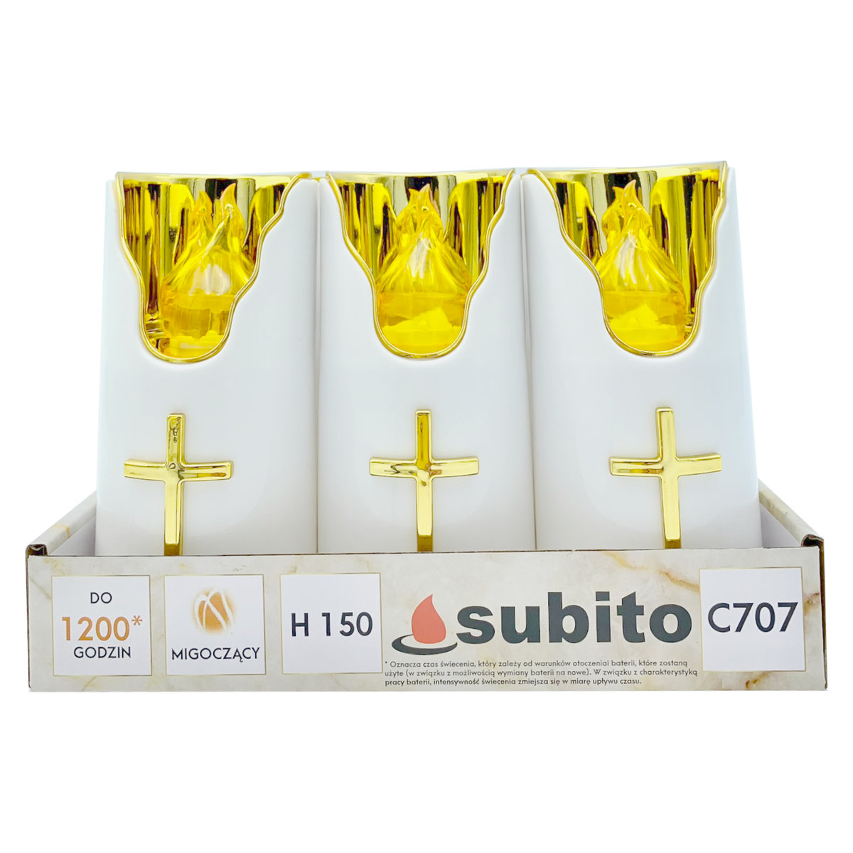Wkłady Do Zniczy Led Subito C707 H150 6 Sztuk Złoto-Żółty