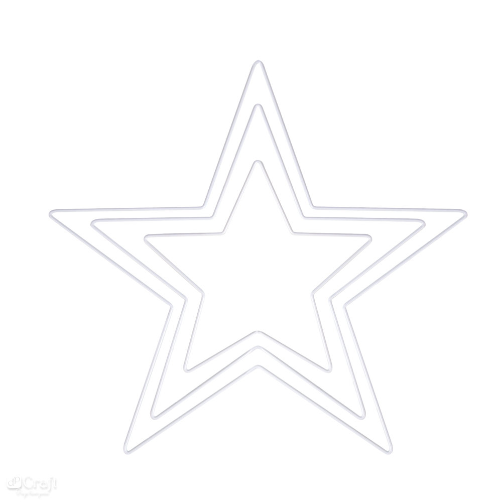 Obręcz metalowa, gwiazda, biała, 3 szt.