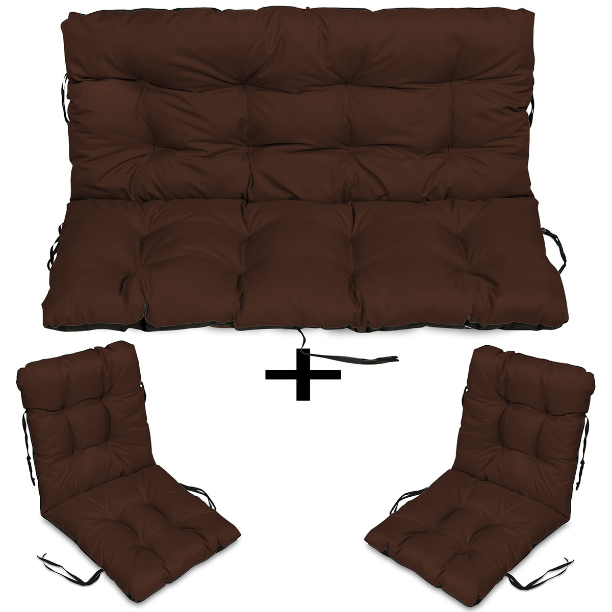 Poduszki Na Meble Rattan 180X60X50 Zestaw 2+1 Brąz