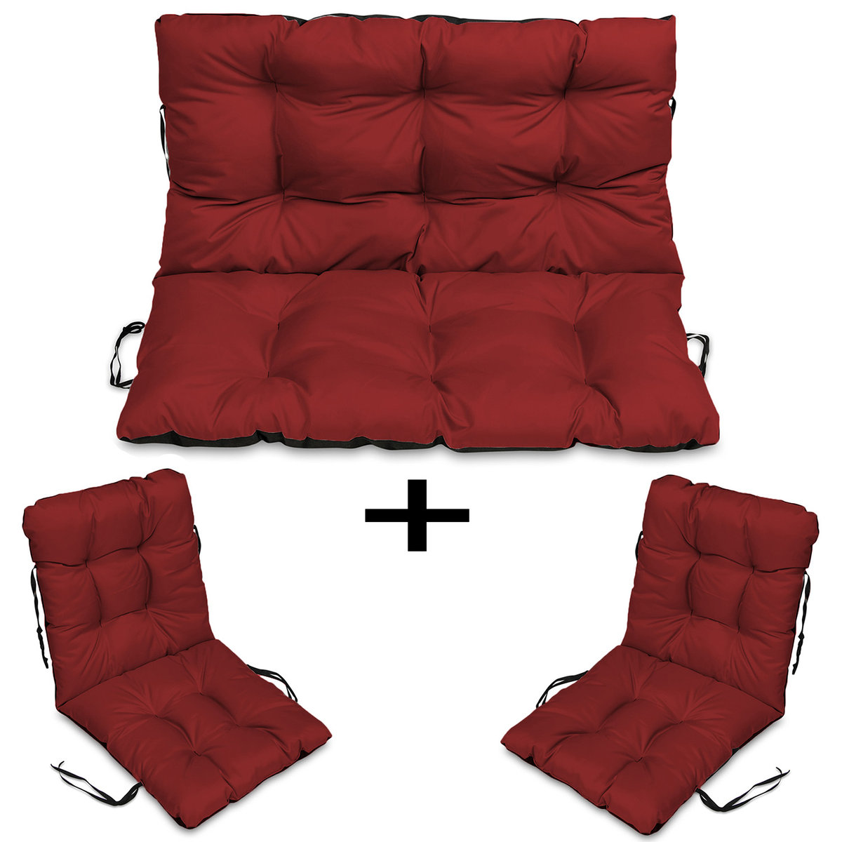 Poduszki Na Meble Rattan 120X60X50 Zestaw 2+1 Bordo