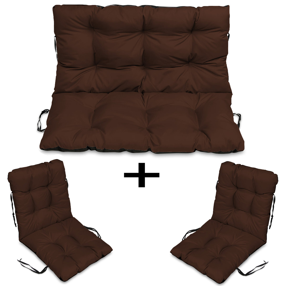 Poduszki Na Meble Rattan 120X60X50 Zestaw 2+1 Brąz