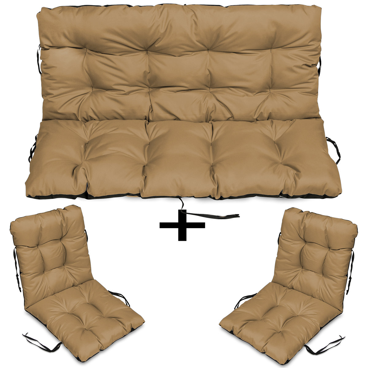 Poduszki Na Meble Rattan 140X60X50 Zestaw 2+1 Beż