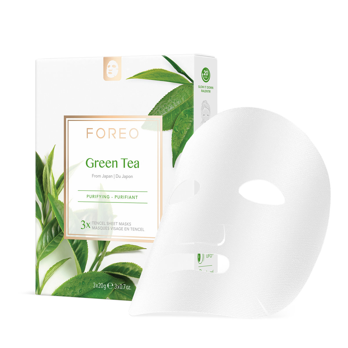 Foreo Green Tea - maska do twarzy na tkaninie 3szt
