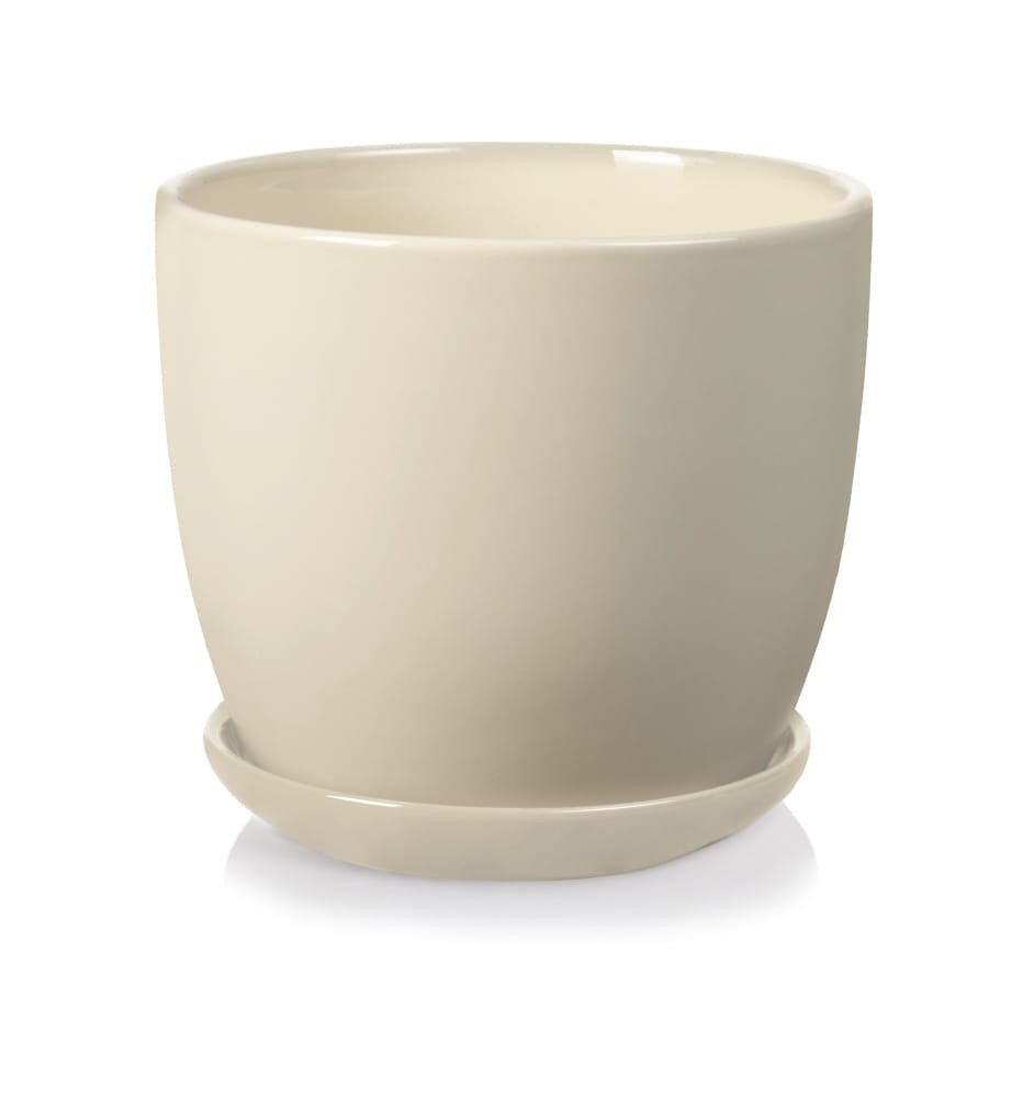 Donica ceramiczna z podstawkiem 20 - Kremowa
