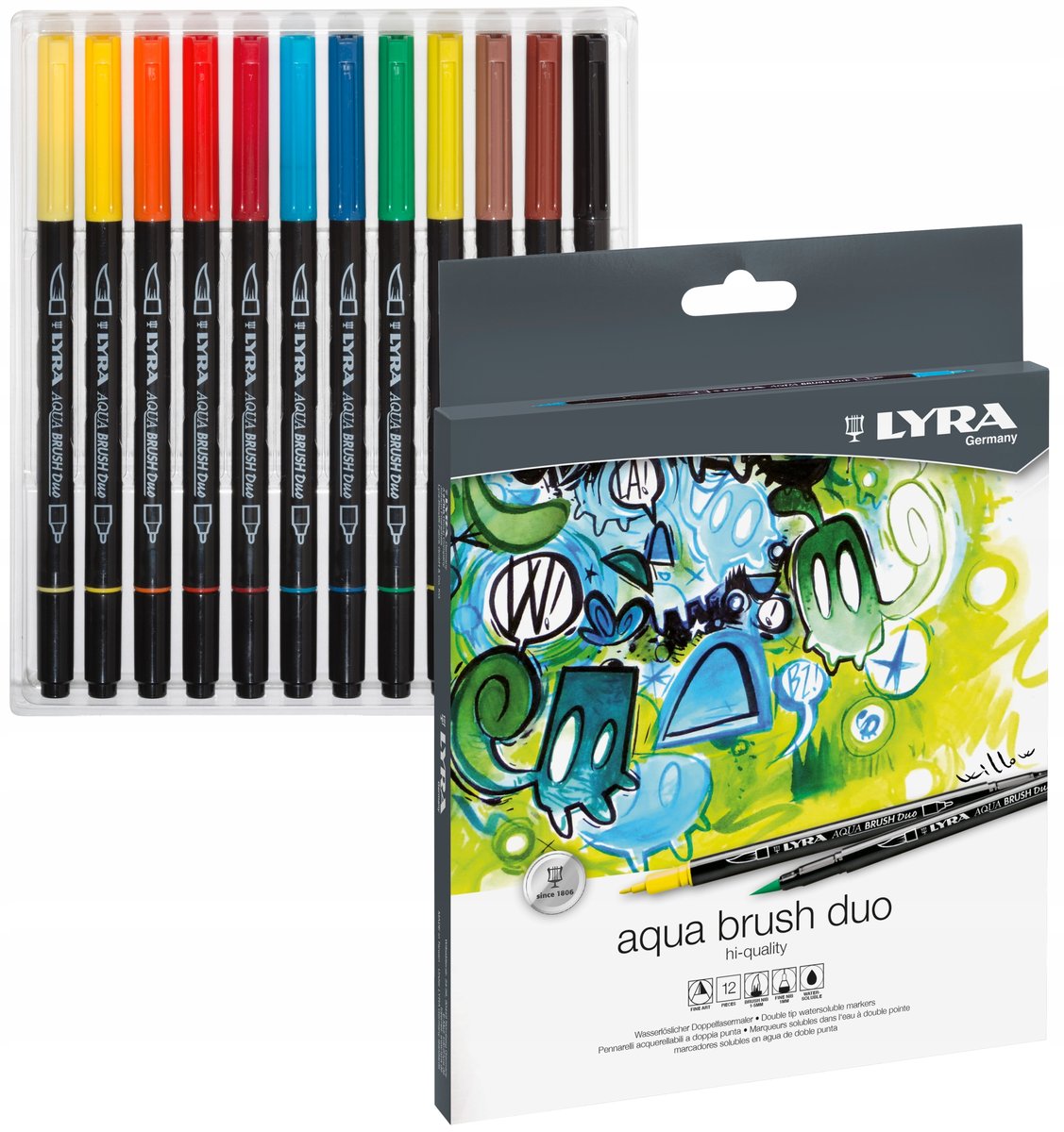Lyra Pisaki Markery Dwustronne Aqua Brush 12 Kol